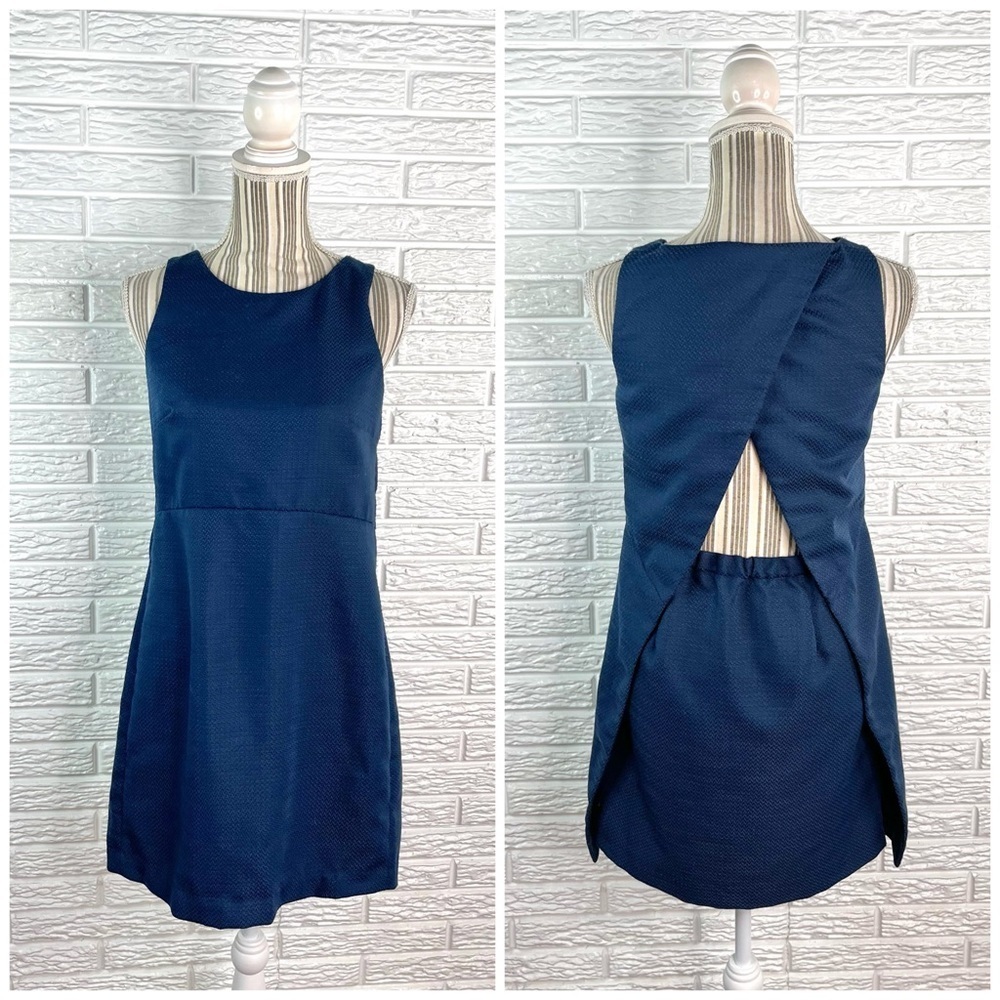 J.Crew Factory Navy Blue Tiered Dress Open Back Size 00